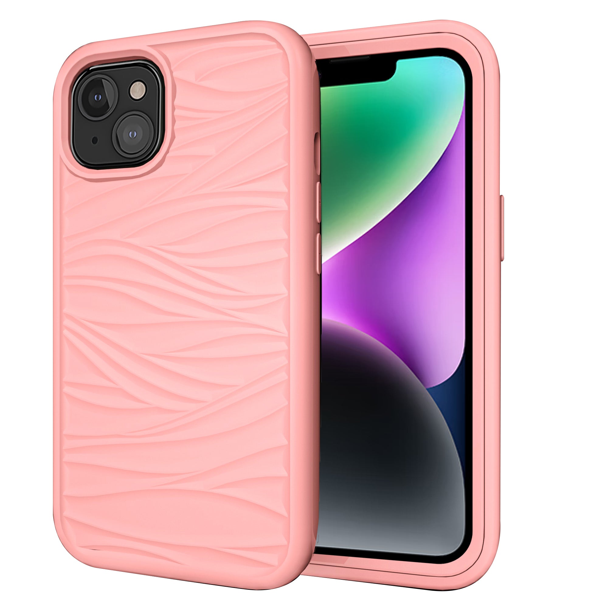 Phone Case for iPhone 14 Detachable 2-in-1 PC+Silicone Shell Anti-Slip Wave Texture Drop-proof Cover Phone Case for iPhone 14 Detachable 2-in-1 PC+Silicone Shell Anti-Slip Wave Texture Drop-proof Cover